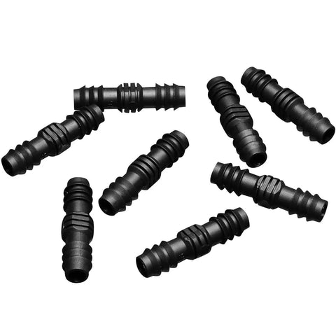 8 Piece Half Inch Drip Irrigation Fittings Kit Inline Barb Hose Connectors DIY Ready Heavy Duty Plastic Tubing End Stop