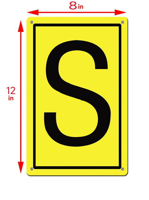 A Metal Letter A Sign For Wall 8 X 12 Inches, Durable Metal Wall Art For Indoor Or Outdoor Use, Ideal For Yard Signs, Home Decor Or DIY Initial Projects, Modern Minimalist Letter Accent, yellow S sign 8x12 with mounting holes