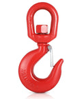 Heavy Duty Alloy Steel Swivel Lifting Hook With Secure Safety Latch Boasts 6600 Pound Load Capacity, red finish, rigging use