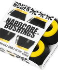 Hardcore 4Pc Medium Black Yellow Skateboard Bushings Set For Trucks with packaging, premium damping for sick smooth turns.
