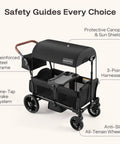 All-Terrain Wagon Stroller For Two Kids Kid-Friendly Foldable Outdoor Beach Wagon With Removable Canopy and storage