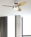 Alloy 42 Inch Ceiling Fan With LED Light Kit, Brushed Nickel Finish, Reversible Beech And Wengue Blades in a small room