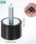 4 Pack Rubber Mounts D20mm X H15mm Vibration Isolators With M5 X 15mm Studs For Air Compressors Motors Pumps Boats And Garage Gear Eliminates Noise And Vibration For Better Performance And Longer Equipment Life. black rubber mount with M5 stud, 20mm x 15mm