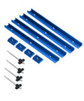 Dope T Track Slider Kit For Woodworking Jigs And Fixtures High Strength Wear Resistant with mounting holes, blue aluminum parts.