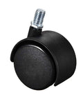 2 Inch Nylon Swivel Caster Wheel with M10 Threaded Stem 15mm Thread Length Twin Wheel Design, 38lb Capacity, Side View
