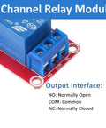 One channel relay module close-up from "Ten Pack 5V Relay Module With Optocoupler Isolation One Channel Switch Board High Or Low Level Trigger For Microcontrollers And DIY Projects 250V AC 10A DC 30V 10A Fault Tolerant Design And Terminal Wiring" showing output interface.
