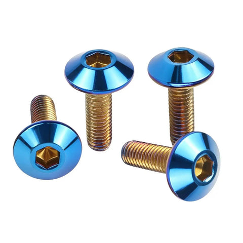 4 Pcs M5x20mm Titanium Burnt Blue Hex Bolts Umbrella Head Screws 304 Stainless Steel, lightweight for bike and motorcycle use.