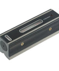 Precision 0.02mm/m Machinist Level, Industrial Grade Steel Spirit Level with V-Groove Base & Graduated Bubble Vial for Machinery Setting and Small Angle Measurement, close-up view showing graduated vial.