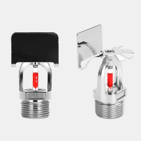 Premium Sidewall Fire Sprinkler Head 1 Inch DN25 Threaded 155F Automatic Heat Activation 2 Pack shown from two angles.