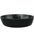 Avallon 16.5 Inch Round Glass Vessel Sink In Black For Above Counter Install Designed For Wall Mounted Faucets No Faucet Holes And Standard 1.75 Inch Drain Opening Made From Durable Tempered Glass For A Modern Bathroom Vanity Upgrade, side view