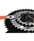 Using Bike Crank Puller Tool Set With 16mm And 15mm Wrenches on bike gear cassette, crank extractor in action