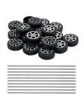 Twenty Piece Plastic Toy Car Wheels With 2mm Shafts For RC Cars Trucks Robots And DIY Models Durable Replacement Wheels For Building Projects Style 1 Kit