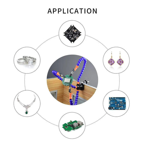 Soldering Station Helping Hand With 3 Flexible Arms Adjustable Vise Desk Clamp Base Solder Holder For PCB Repair And Jewelry Making Blue