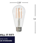 Pack Of 10 Filament LED Bulbs 8.5W ST18 2700K Warm White Dimmable Long Life For Vintage Decor E26 base clear glass bulb