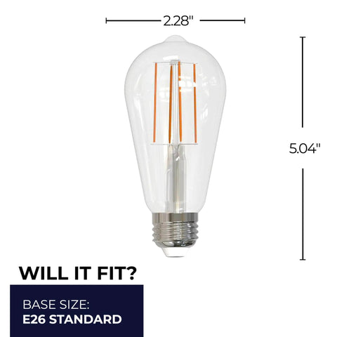 Pack Of 10 Filament LED Bulbs 8.5W ST18 2700K Warm White Dimmable Long Life For Vintage Decor E26 base clear glass bulb