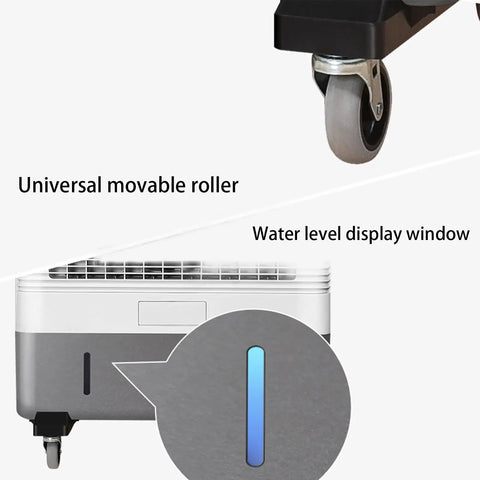 Don't Sweat The Heat With This Portable Evaporative Air Cooler Featuring Silent Swamp Cooling water level display and movable roller.