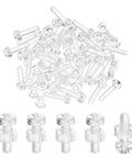 30 Pack Clear Plastic Machine Screws And Hex Nuts Kit M3 X 10mm Cross Recessed Round Head Bolts assortment on white background.