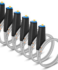 IBVR 5K variable resistor kit, 6-pack; six potentiometers with black bodies, blue tops and yellow adjustment screws