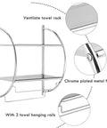 Wall Mount Two Tier Bathroom Shelf With Towel Bars Chrome Rustproof Finish 18 Inch Wide 22 Inch High Space Saving Bathroom Organizer