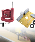 Precision Router Table Insert Plate With Micrometer Lift System Solid Aluminum Alloy Woodworking accessory kit showing lift plate and positioning jig.