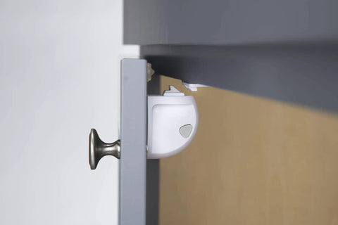 Adhesive Magnetic Cabinet Locks Set With 16 Locks And 4 Keys White Finish No Tools Needed For Most Cabinets Easy Install With 3M Adhesive Security For Kid Safe Childproofing Kitchen Dresser Pantry