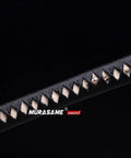 Close-up of grip on Katana Sword With T10 Steel, Clay Tempered For Real Sharp Edge, Battle Ready Hand Forged Blade With Hamon, Brass Tsuba