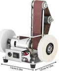 This Awesome Mini Electric Belt Sander Features 7 Speed Options And Reverse Switch For Smooth Knife Making And Diy Projects Adjustable Rpm From 4000 To 9000 With 15 Degree Inclined Design Includes Ten Sanding Belts For Effortless Grinding And Polishing, compact mini belt sander with sanding belt and polishing wheel.