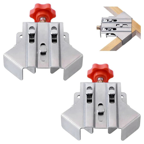 Rock Solid Dead On 90 Degree Angle Clamp Fixture With Stainless Steel Adjustable Grips for tight cabinet frames and woodworking projects.