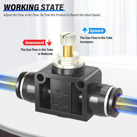 Kick Your Pneumatic Setup Up A Notch With This Slick Inline Air Flow Control Valve For Smooth Cylinder Speed Adjustment And Rock Solid Push To Connect 3/8 Inch Fitting