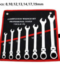 12 Piece Ratchet Spanner Set With 180 Degree Pivoting Head For Tight Spaces in a protective roll-up case
