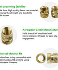 Brass Heat Set Threaded Inserts For Plastic And 3D Printing Eight Thirty Two Female Thread Size 0.25 Inch Length Knurled Grip