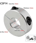 Solid Aluminum Alloy Fixed Locking Limit Ring Double Split Shaft Collar With Screws For 14mm Diameter 6 To 20mm Anodized Coating For Mechanism Build That Grips Tight No Matter What You Do. 14mm bore, 35mm outer dia