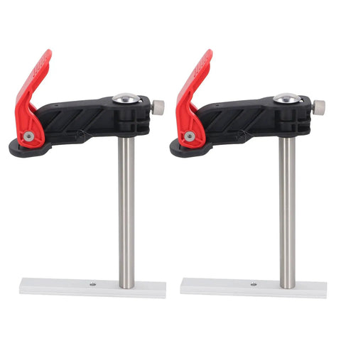 2 Pack Hold Down Clamp Set Stainless Steel Quick Release Bench Dog Clamp, non-slip grip, side view on white background