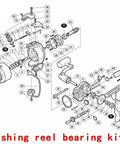 Exploded view diagram of 3Pcs Fishing Reel Ball Bearings Kit For 02 Ultegra 2500 ARB Arm Rollers Featuring Deep Groove Chrome Steel 52100.