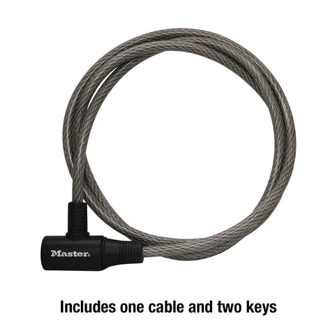6 Ft Bike Cable Lock Keyed Security Cable For Bikes And Outdoor Gear, Heavy-duty 6 ft steel cable lock with keys, coiled view