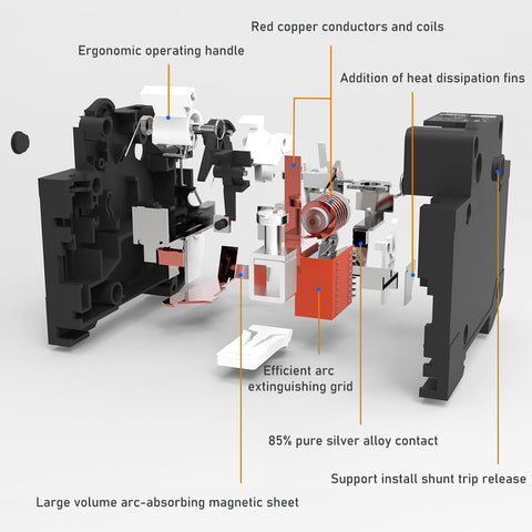 Heavy Hitter DC Circuit Breaker Rated At 150 Amps Smoothly Powers Through 36 To 250 Volts Din Rail components diagram showing design features.
