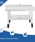 Front view of Stainless Steel Equipment Stand 30 by 36 inches with under shelf and casters for commercial kitchens.