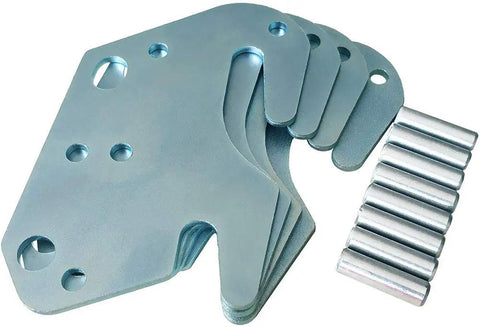 Built Like a Tank Wood Rail Hook Plates for Bed Frame Brackets and Headboard Footboard Replacement Crafted from 13 Gauge Steel Seven Hole Design Fits Most Wooden Beds Quick Fix Set of Four with brackets and pins.