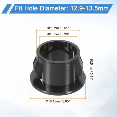 Set Of 38 Nylon Snap Bushing Grommets Half Inch Mounting Dia Black Round Cable Hole Protectors For Wiring, 13mm fit hole