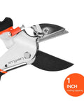 Close-up of 8-Inch Heavy-Duty Anvil Pruning Shears With Anti-Rust SK-5 Blades, non-slip handle, 1-inch cutting capacity.