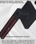 Six Pack Leather Wrapped Interior Door Handles With Keyless Privacy Lock Matte Black Lever Set, Soft Brown Leather Grip