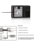Close-up of 2.4GHz RC Transmitter And Receiver Kit With FHSS 67 Channels showing input connections