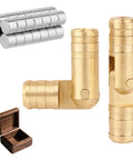 Brass Hidden Cylinder Hinges And Round Magnets Pack for jewelry boxes, 30 hinges and 30 magnets, shown in close-up view.
