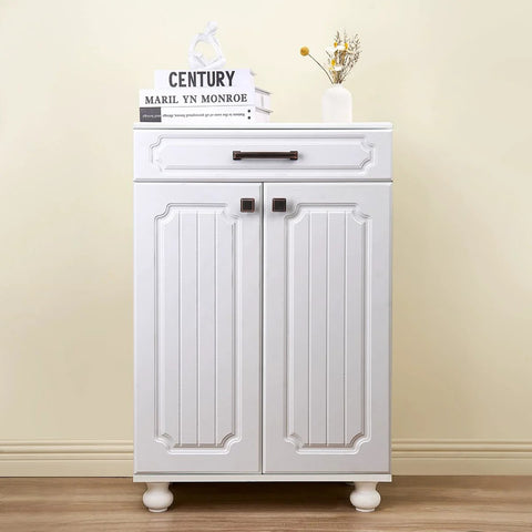 White cabinet with Oil Rubbed Bronze Square Cabinet Knobs Set Of 10 1.3 Inch Drawer Pulls For Cabinets And Furniture.