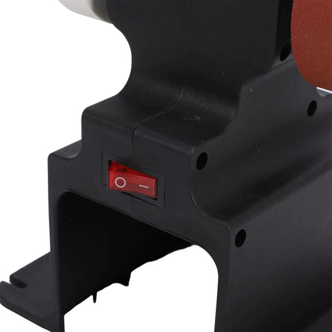 Glomora Mini Bench Grinder For Milwaukee Battery Cordless Machine showing power switch with indicator light, compact design.