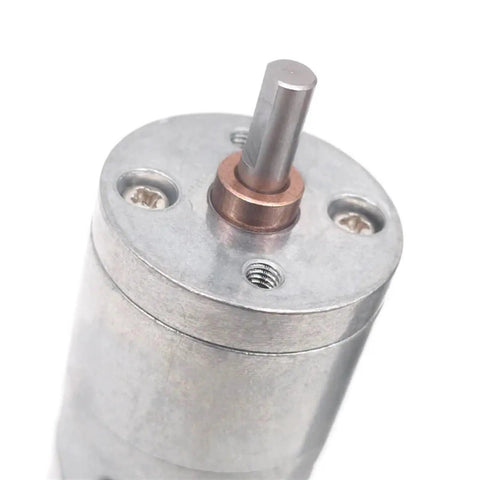 One Pro Tier Jga25 High Torque DC Gear Motor Crushes Heavy Loads Running Butter Smooth On Six Twelve Or Twenty Four Volts Perfect For Robot Car Builds Done Right close-up of motor shaft and housing.