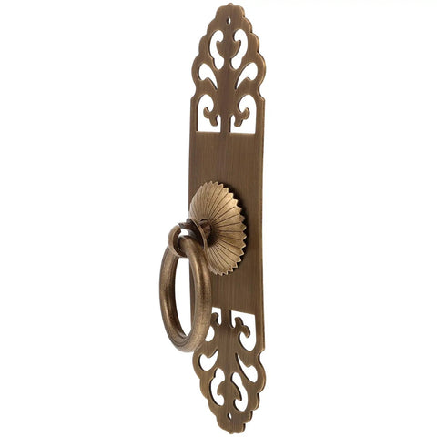 Vintage Brass Cabinet Pull Handle 3.5x13cm Antique Chinese Style Wardrobe and Drawer Hardware Bronze Finish side view
