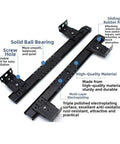 Heavy Duty Ball Bearing Drawer Slides 2Pc Full Extension Side Mount Cabinet Runners features solid ball bearings and adjustable screw holes.