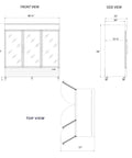 Eighty Inch Bulletproof Build Three Door Glass Merchandiser Refrigerator With Bright Led Lighting and ETL Certified Stainless Steel Exterior design specifications.