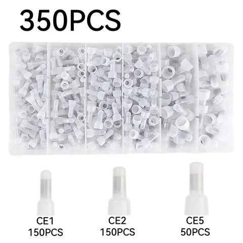 Dope 120 Piece Closed End Crimp Connector Kit With Aluminum Conductors And Nylon Insulation For Secure Electrical Wire Joints In Cars And Security Gear White Set, 350pcs organizer